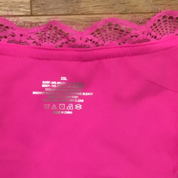 NWOT Hot Pink Lace Tank Top Bodysuit Plus Size XXL - Picture 5 of 6